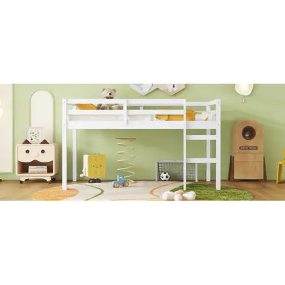 Twin Bed Frame - Loft Bed for Kids Bedroom - Kids Bed with Ladder