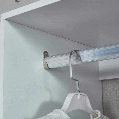 Grey Bedroom Wardrobe with 4 Drawers, Shelves and Hanging Rod