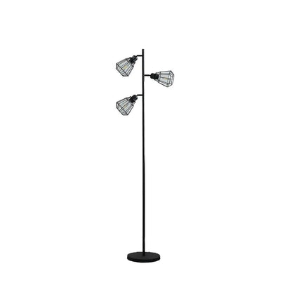 Adjustable Cage Shade Industrial Metal Floor Lamp, Matte Black