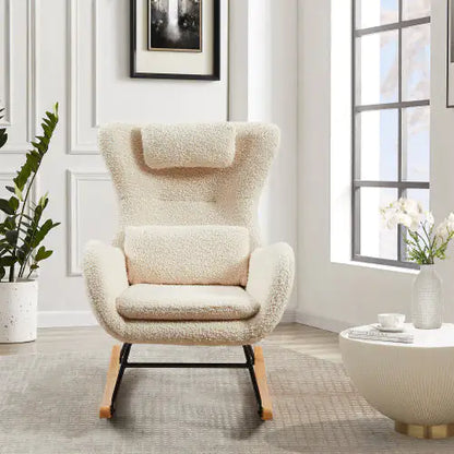Modern Nursery Rocking Chair for Baby Nursery - Beige Nursing Chair