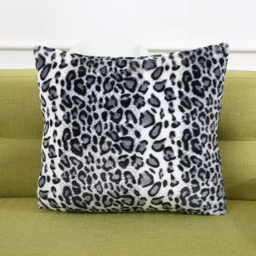 Leopard Print Faux Fur Throw Pillow Cover