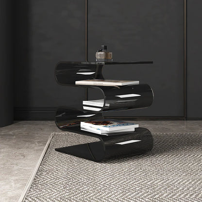 Transparent Acrylic Side Table with Book Rack, Modern Side Table