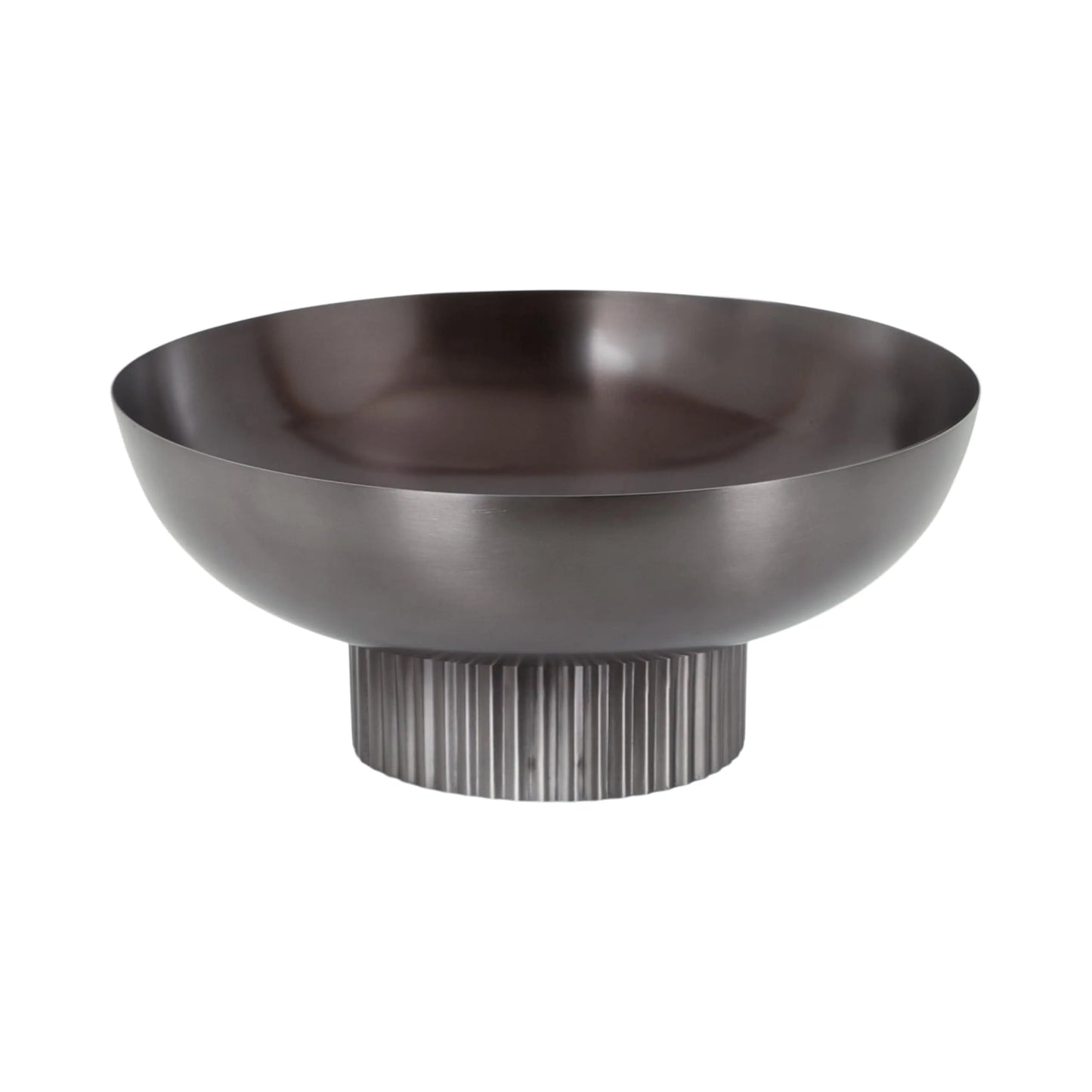 Ribbed Gunmetal Decorative Metal Bowl – 12”
