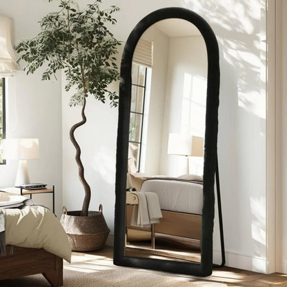 64”x21” Arched Mirror - Black Full Length Mirror with Stand