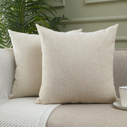 Set of 2 Beige Chenille Euro Sham Pillow Covers 26x26"