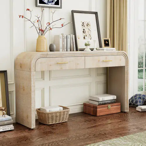 Retro Console Table with Drawers – Natural