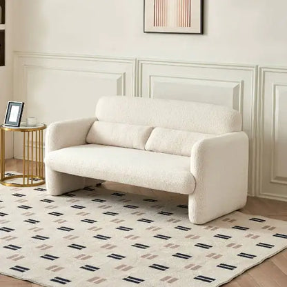 Beige Sofa - Sherpa Small Sofa with Support Pillows