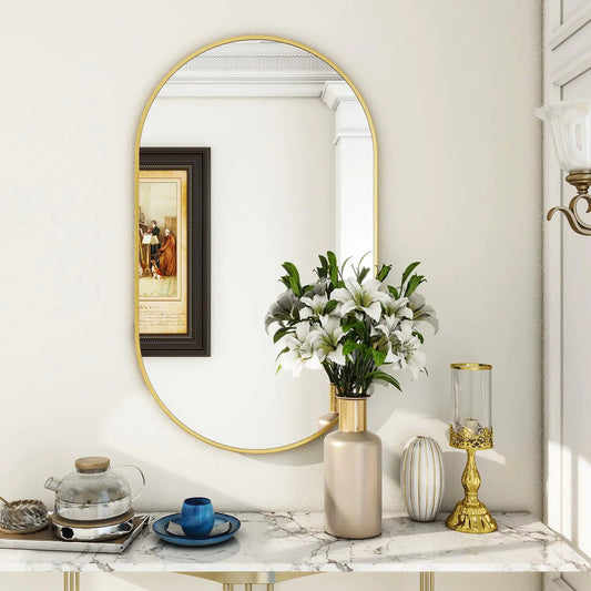22”x38” Gold Oval Wall Mirror - Wall Mirror for Bedroom