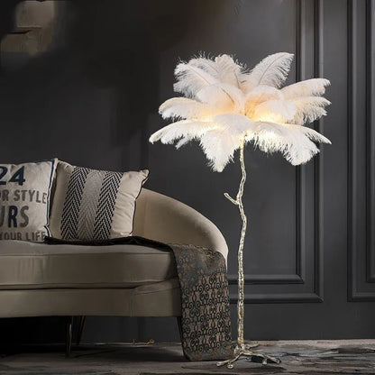 Modern Feather Copper Floor Lamp Light