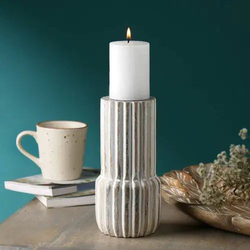 4x8” Decorative Wooden Centerpiece Candle Holder