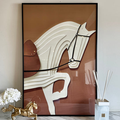 Vivienne Rust 3D Effect Horse Print Framed Wall Art - 60x90cm