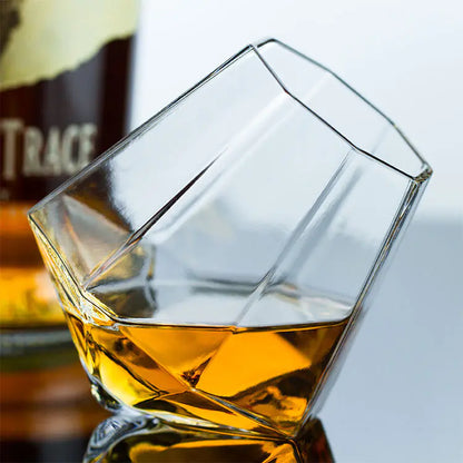 Diamond Whiskey Glass, 370ml Crystal Cocktail Glass