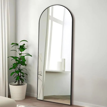 57”x20” Arched Mirror - Black Floor Length Mirror with Stand