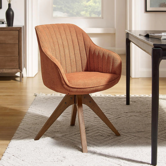 Mid-Century Swivel Desk Chair with Oak Legs