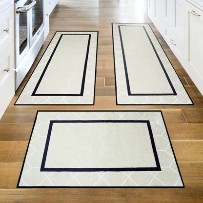 Modern 3 Piece Rug for Kitchen - Non-Slip Washable Kitchen Rugs