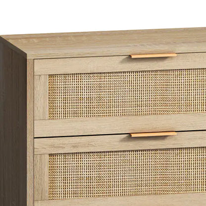 6 Drawer Storage Cabinet, Rattan Dresser for Bedroom or Living Room