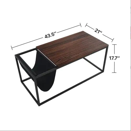 Walnut Sofa Table with Metal Frame & Canvas Hanger
