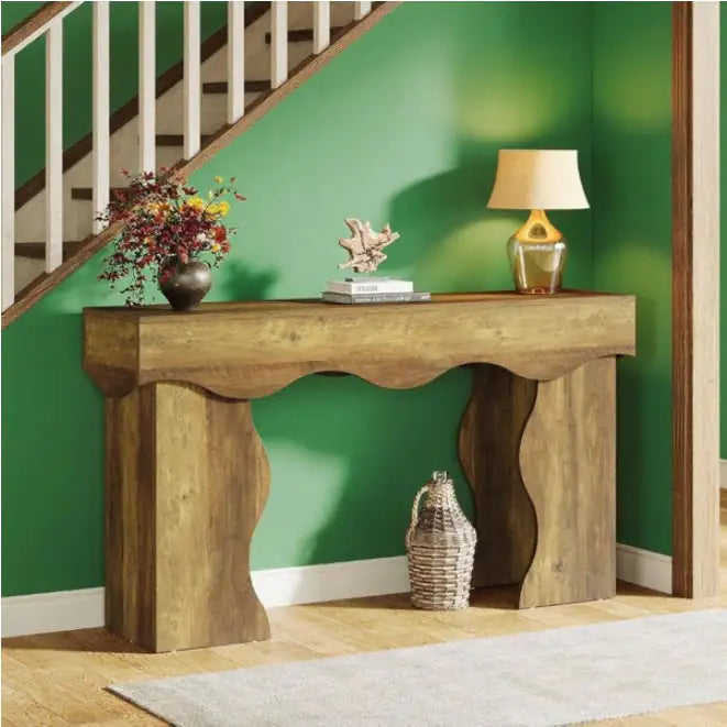 Retro Farmhouse Console Table, Modern Wood Entryway Table