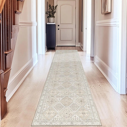 2x8 Runner Rug - Non-Slip Beige Rug for Entryway - Hallway Rug