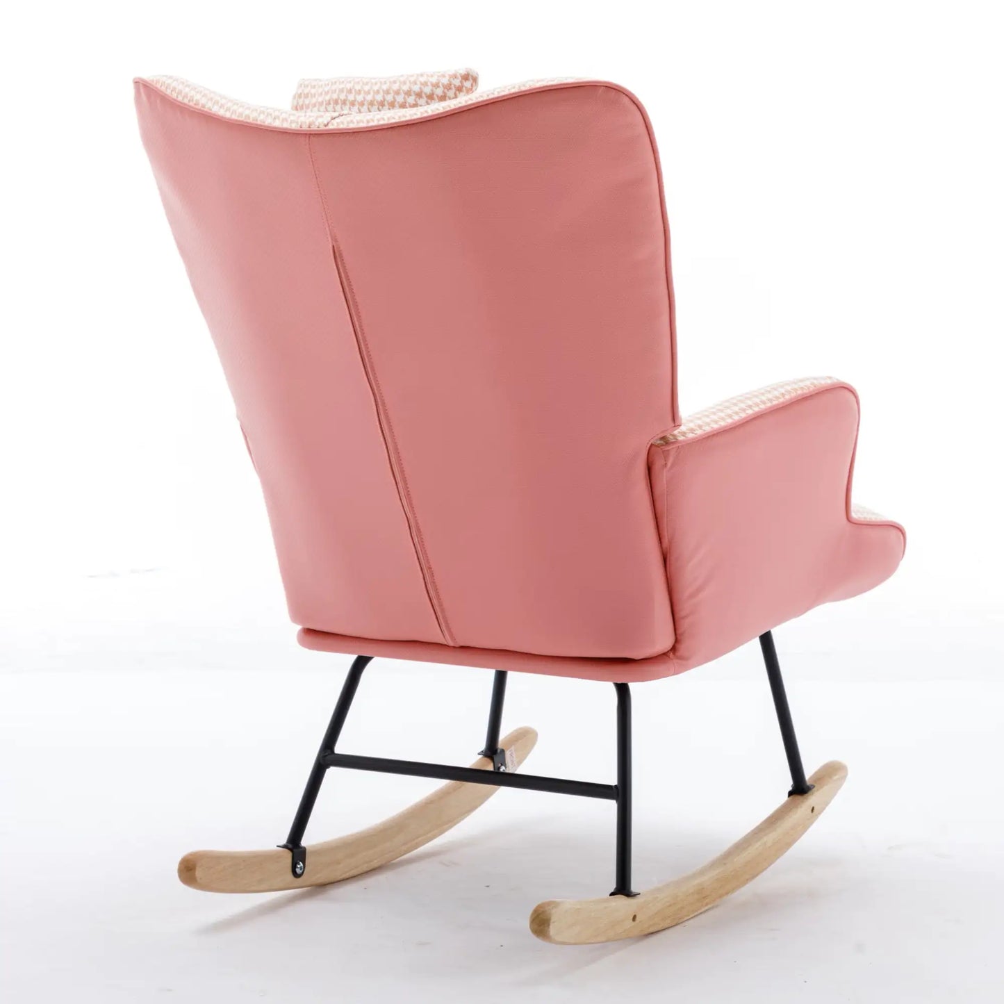 35.5 Inch Wingback Rocking Chair with Solid Wood