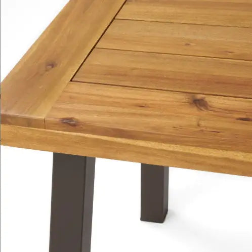 Della Acacia Wood Dining Table with Metal Base