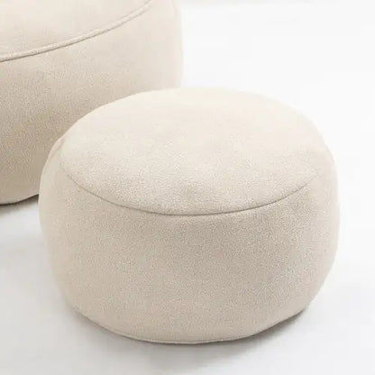 Beige Bean Bag Chair, Modern Single Sofa Chair with Footrest