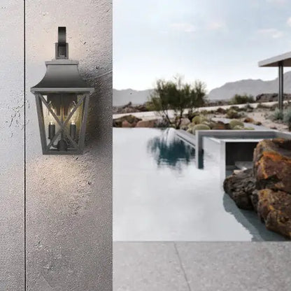 Black Outdoor Wall Light, 2 Light Waterproof Industrial Porch Fixture