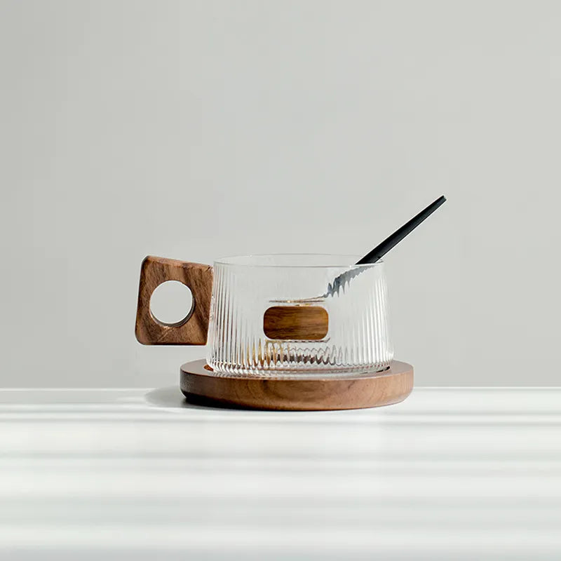 Glass Coffee Cup, Heat-Resistant Borosilicate Mug with Coaster