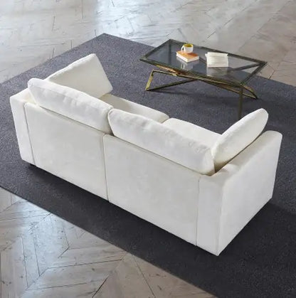 White Chenille Fabric Modular Sofa, 2 Seat Sofa for Living Room