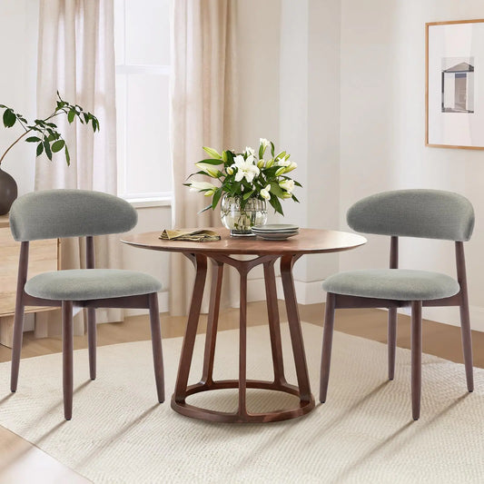 Wooden Fabric Upholstered Dining Chairs Set of 2