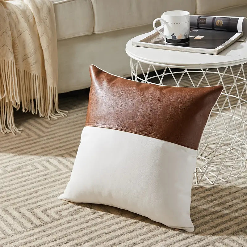 Premium Faux Leather Boho Pillow Cover 18x18